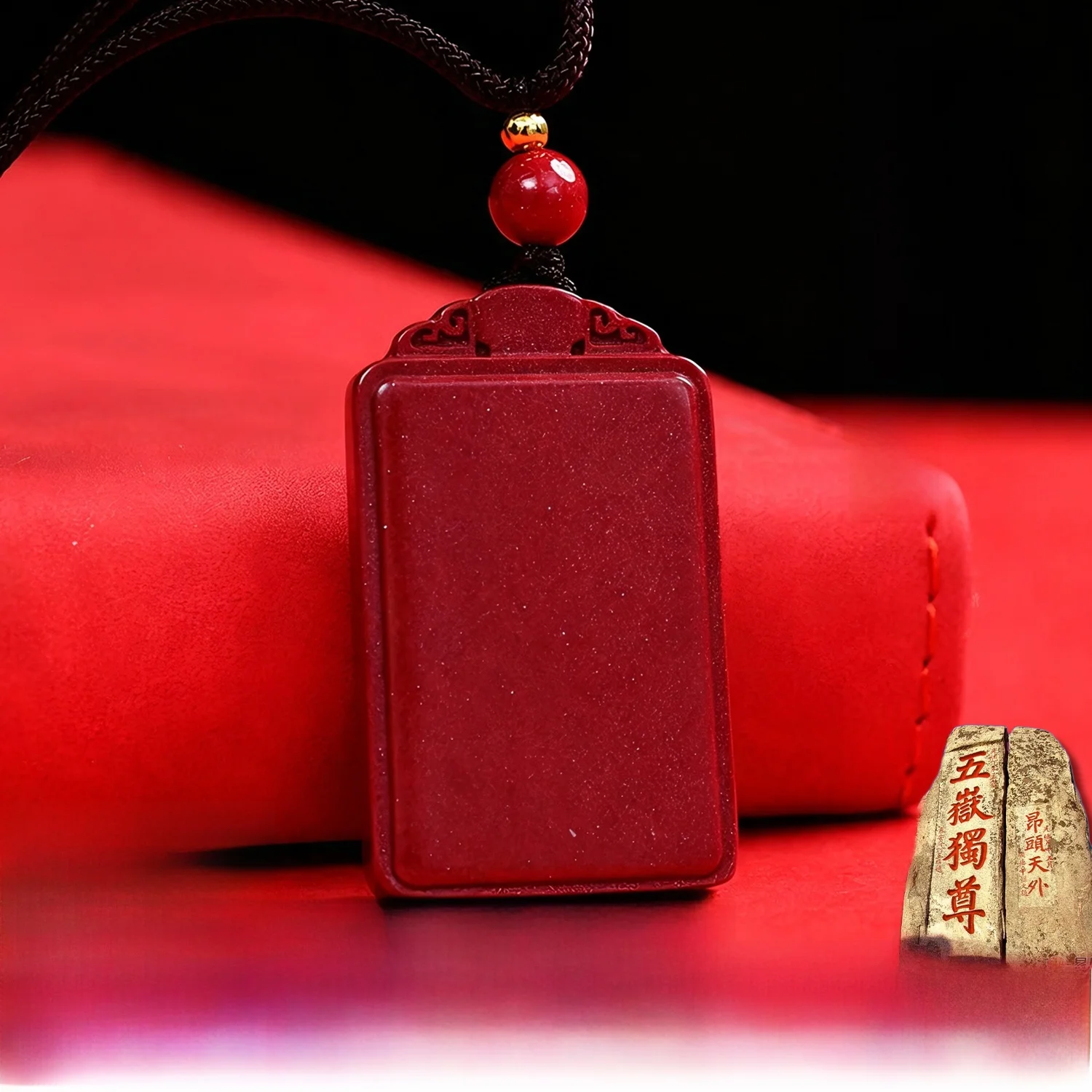 high-end-cinnabar-pendant-necklace-red-color-simple-style-for-men-and-women-lucky-charm-peace-and-safety-tai-an-shi-pendant