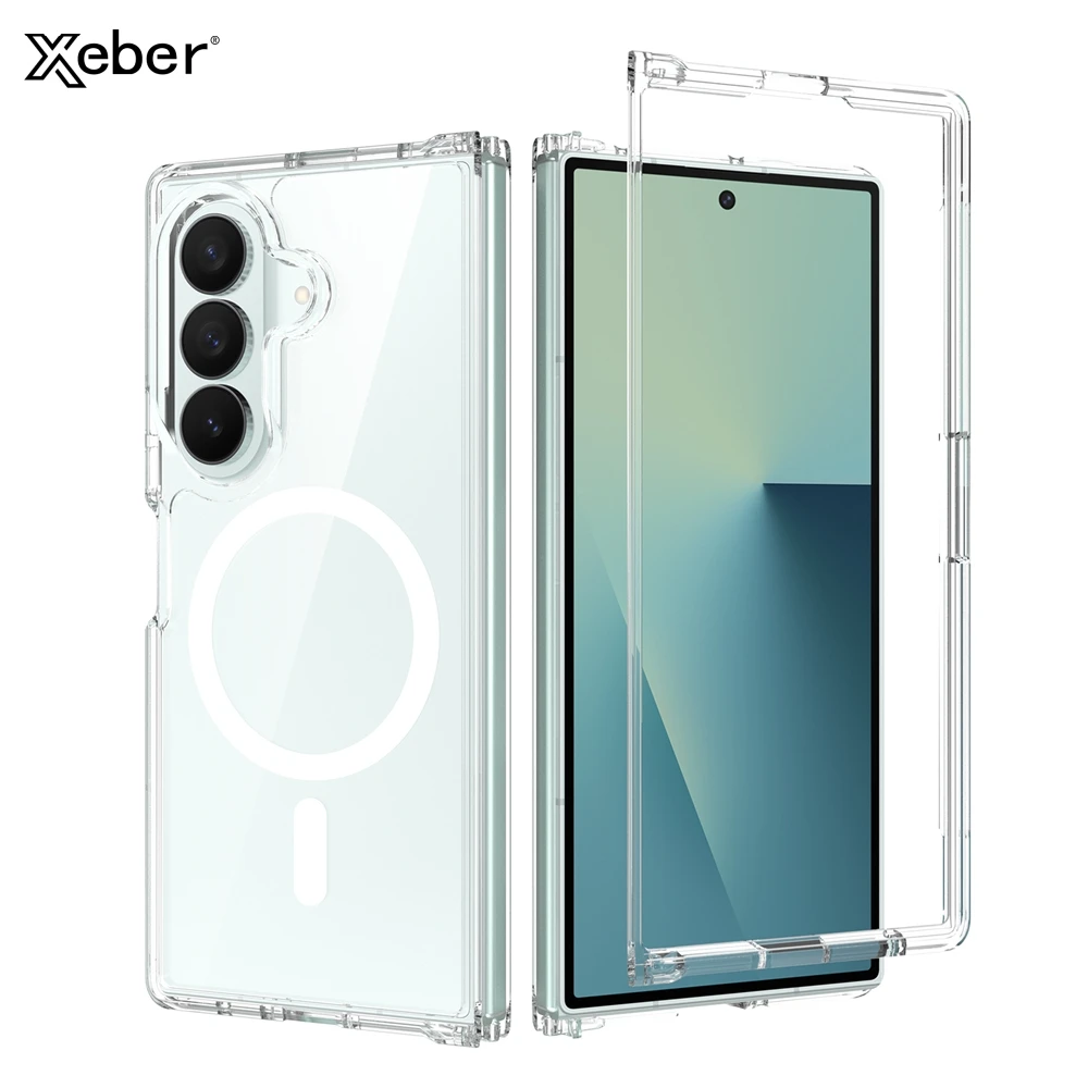 For Samsung Galaxy Z Fold 7 8 6 Transparent Magnetic Phone Case For Magsafe Wireless Charging Shockproof Fold Clear Soft Cover