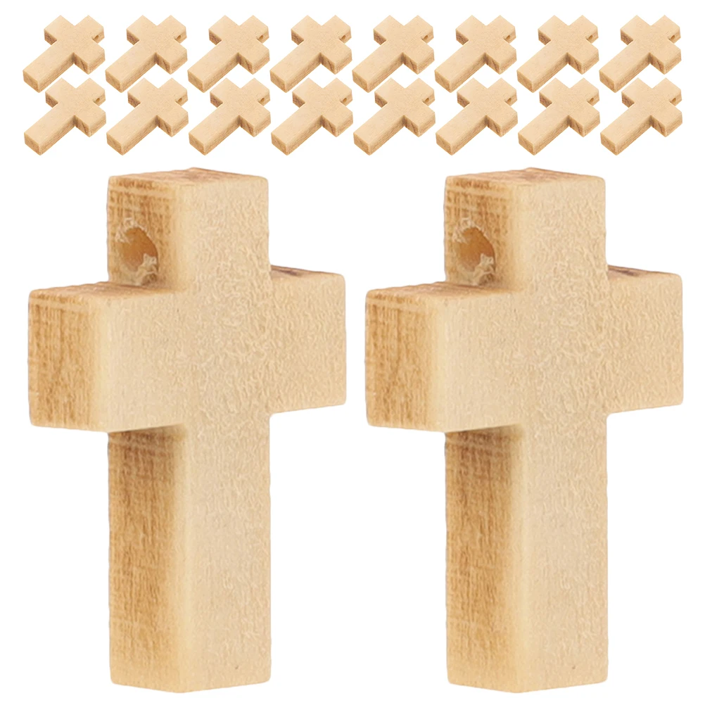 

200pcs Vintage Cross Pendants Natural Wooden Beads Mini Unfinished For Jewelry Making Diy Crafts Easter Egg Fillers Prayer