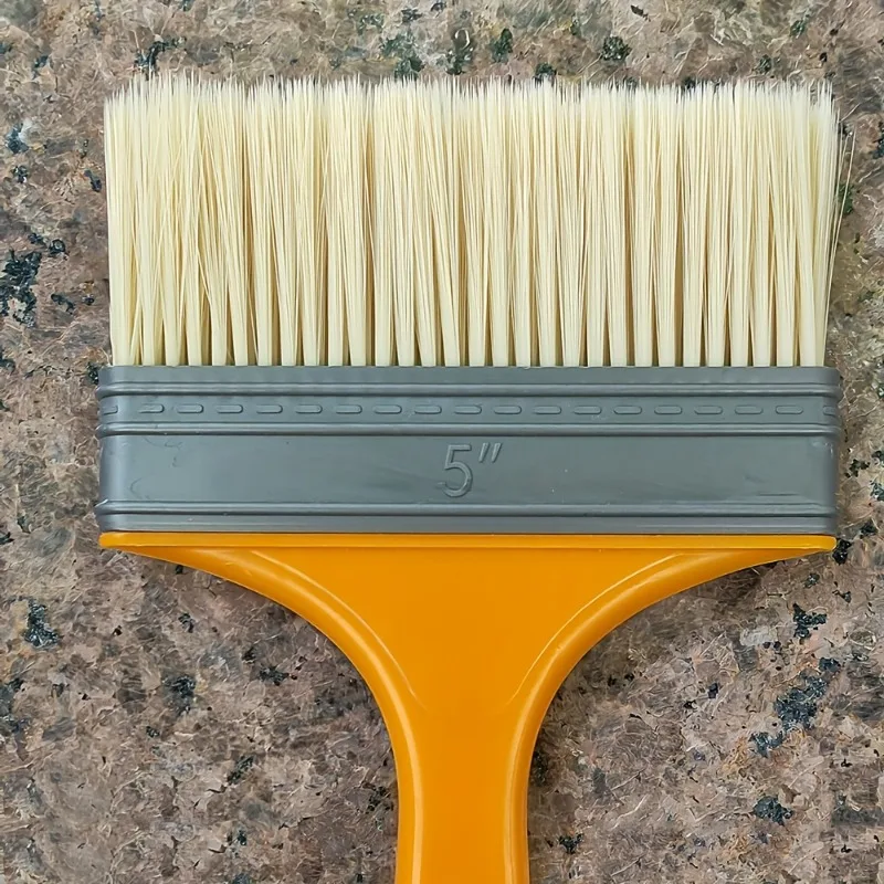 5PCS Plastic Handle Paint Brush with Fully Tapered Artificial Silk Bristles for Painting Cleaning and Oil Sweeping