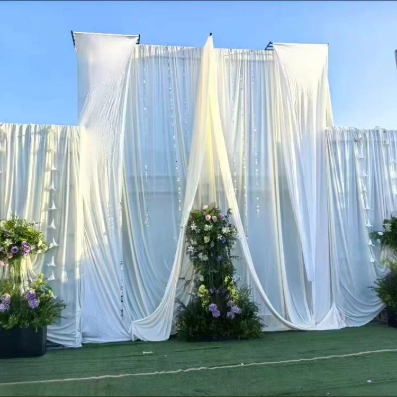 

10M Fantasy Milk Silk Stretch Fabric Cloth for Wedding Arch Flower Wall Corporate Event Photo Background Drape Decoration