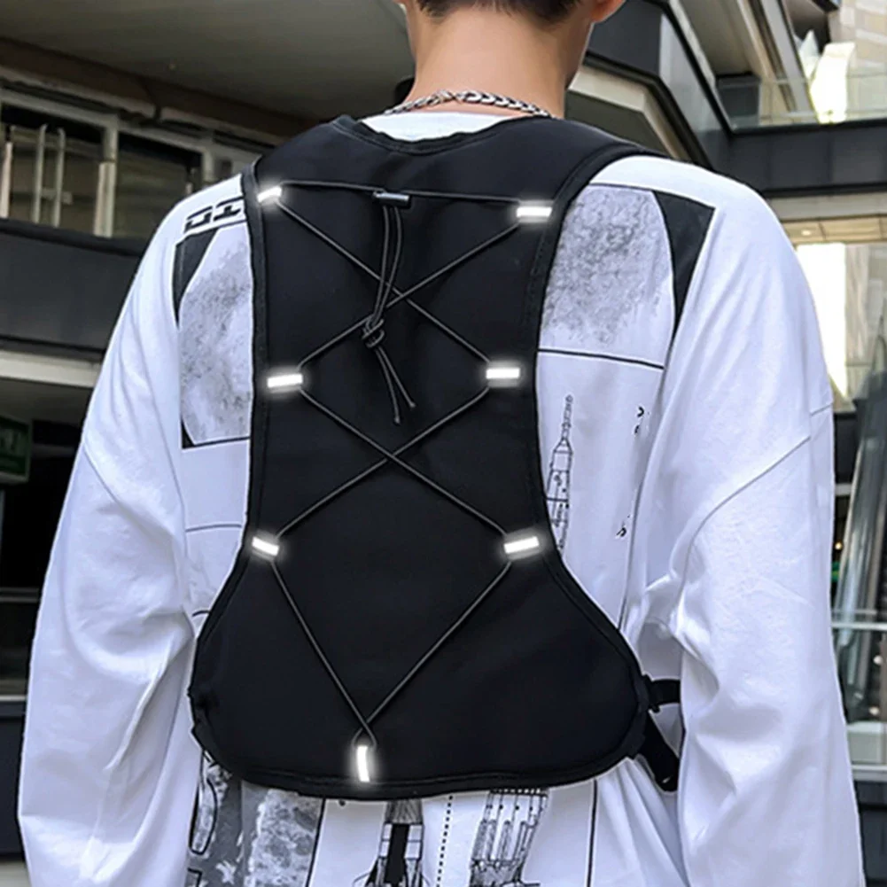 Functional Tactical Chest Bags for Men Fashion Hip Hop Vest Backpack Reflective Mobile Phone Pack Cycling Running Chest Rig Bag