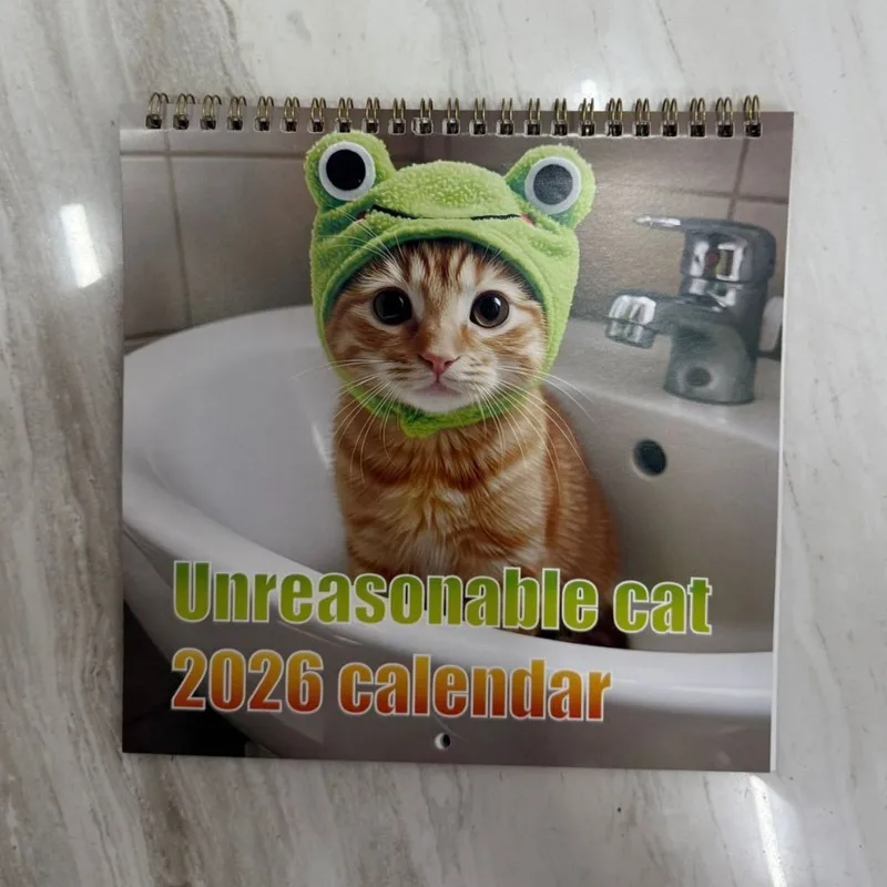 

Cute Cat Calendar 2026 Monthly Daily Planner Adorable Frog-Eyed Kitten Design Perfect New Year Halloween Gift Desk Calendar