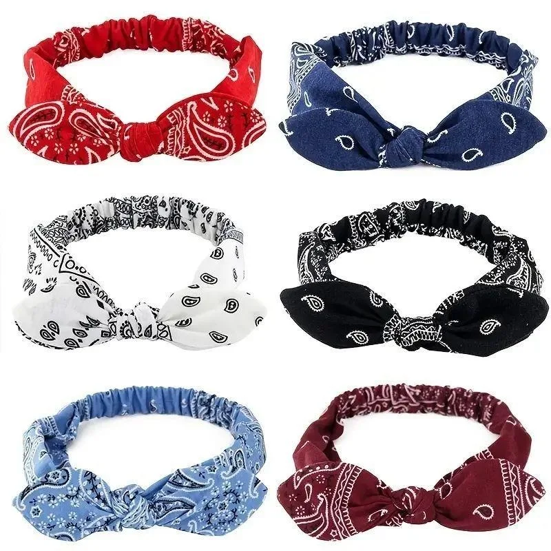 New Boho Women Soft Solid Print Headbands Vintage Cross Knot Elastic Hairbands Turban Bandanas Girls Hair Accessories Turbans