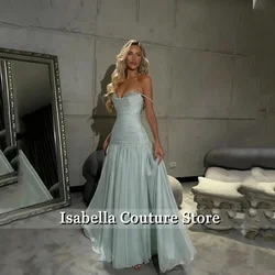 Blue Chiffon Evening Dress Off The Shoulder Mermaid Party Dresses Appliques Prom Gowns Customized robes de soirée