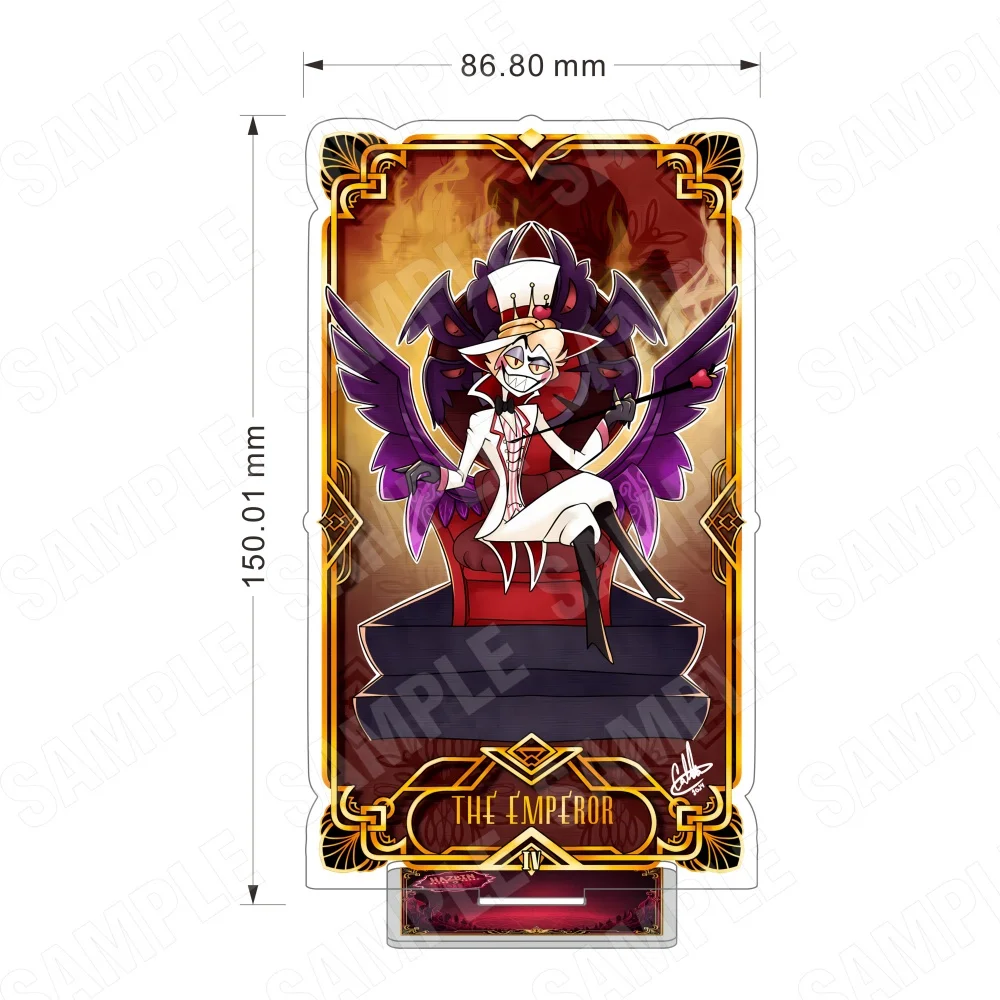 Acrylic Hazbin Hotel 15CM Stand Keychain Charlie Alastor Vaggie Adam Tarot Card Style Desk Decor Collectible Gift for Anime Fans