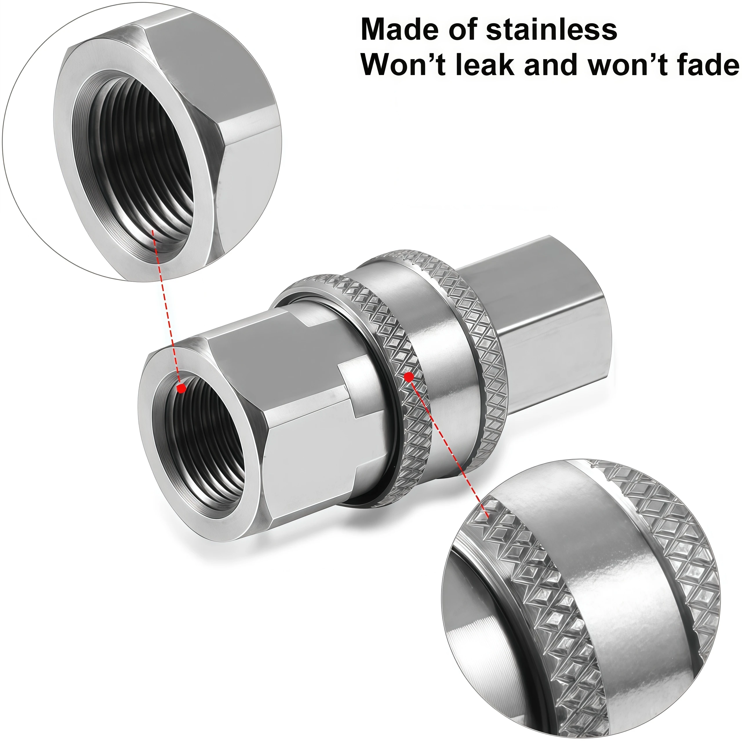 Kit adaptador de conexión rápida macho y hembra de acero inoxidable 3/8 BSP, 8 Uds., conectores de tubería roscados de alta presión de alta resistencia Pressu