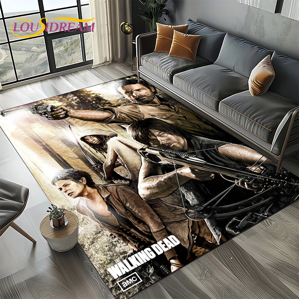 TWD Walking Dead Rick Daryl Horror TV Carpet Rug for Living Room Bedroom Home Sofa Decoration,Kids Area Rug Non-slip Floor Mat