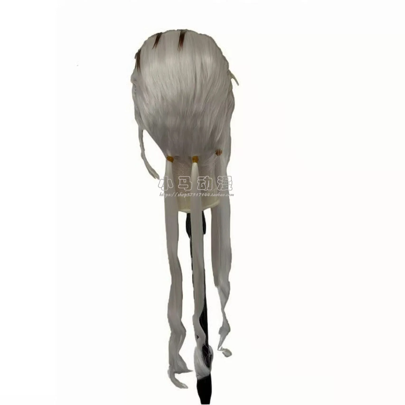 Anime Styled 3 Ponytails Cosplay Wig, Silver White Heat Resistant Synthetic Hair, Custom Party Wig - view 3