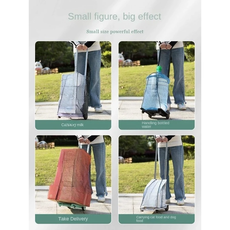 Express Delivery Trolley Foldable and Portable Home Slippers Heavy Flat Trailer Supermarket Bucket Hand Buggy Trolley