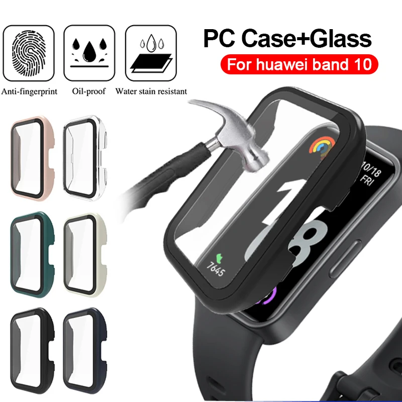 Tempered Glass+Case For Huawei Band 10 Screen Protector Anti-scratch Protective Shell For Huawei Band 10 9 8 Protector Cover