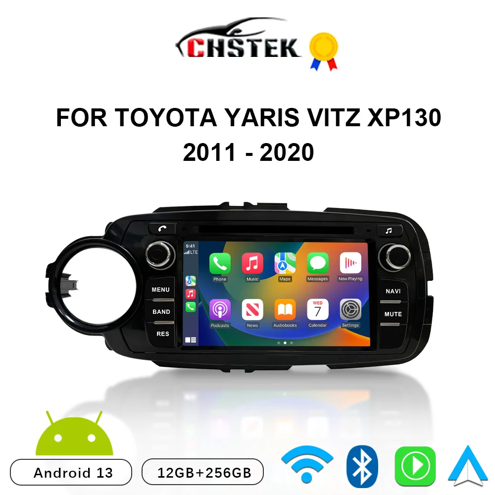 CHSTEK Car Radio Android 13 Carplay For Toyota Yaris Vitz XP130 2011-2020 12+256G Navigation Bluetooth WIFI 4G Multimedia Stereo