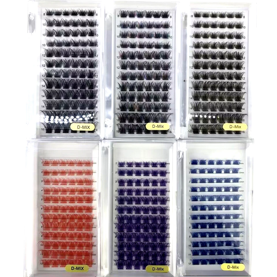 Segmentos de pestañas volumen ruso mezcla de colores naturales DIY grupos segmentos arcoíris 4