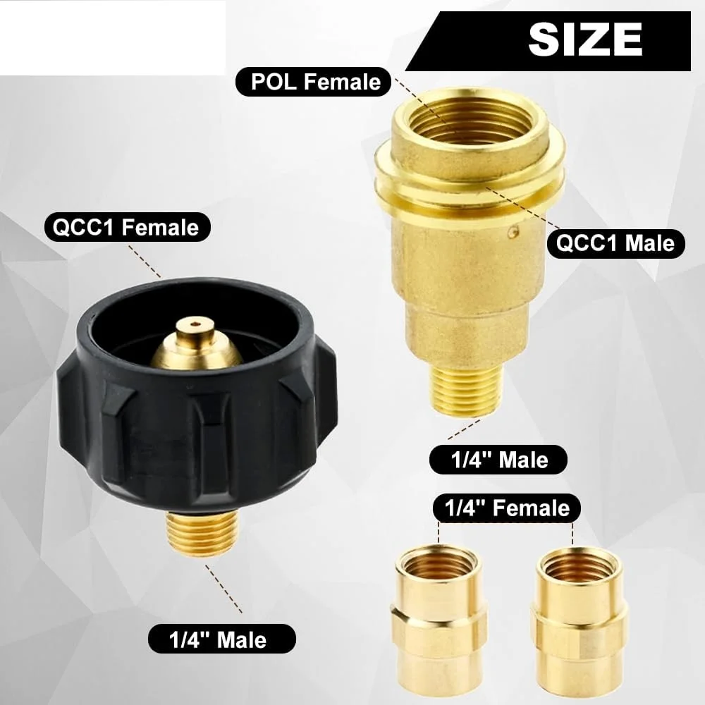 4pcs QCC1 Nut Propane Gas Fitting Adapter W/ NPT Male Pipe Thread QCC1 Connector×1/4