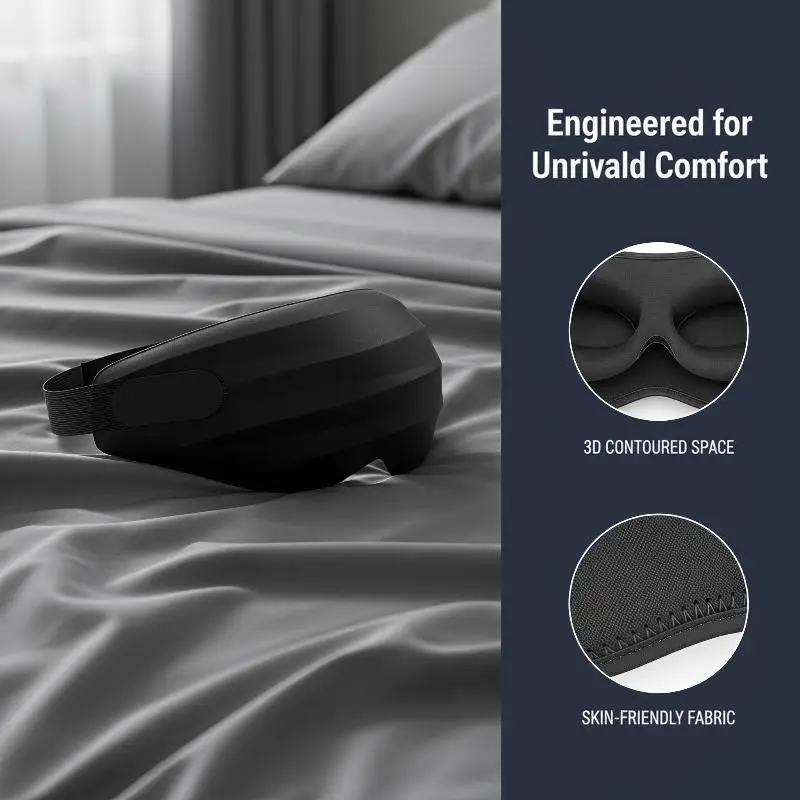 3D Sleep Eye Mask 100% Light Blocking Soft Breathable Memory Foam with Adjustable Strap for Travel Nap Shift Work