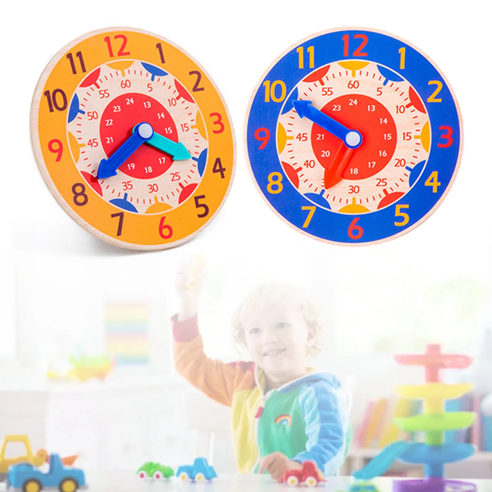 Cognitive Learning Clock  Wooden Cognitive Clock Improve Observation Teaching Clock Educational  for 4 to 6 Years Old Kids