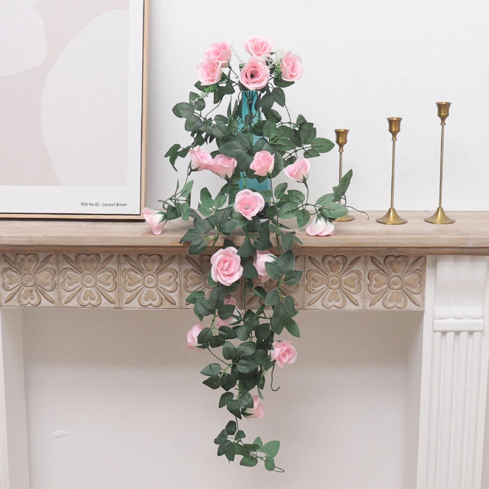 1pc Künstliche Blumen Rattan Rebe Wand Hängen Rose Wohnkultur Zubehör Hochzeit Tür Dekor Outdoor Garten Urlaub Party geschenk