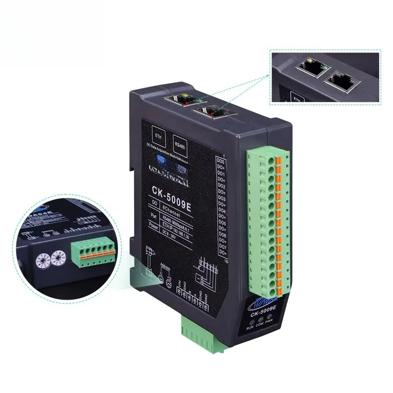 

CK-5009E 8-Channel Remote IO Module 8DO NPN Ethernet TCP RS485 Modbus-RTU Analog Input Interface Switch Output Digital Output