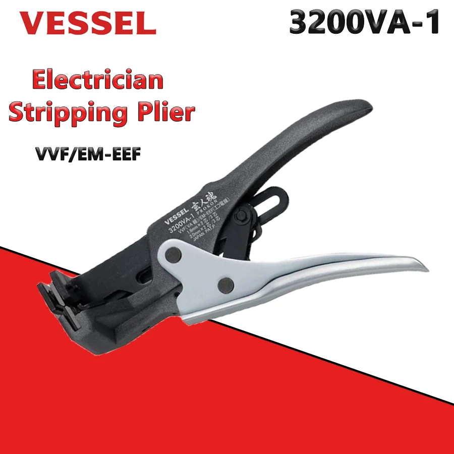 

VESSEL 3200VA-1 VA Electrician Stripping Plier for VVF/EM-EEF Wire Stripper with Electricians Skill Tests Repair Hand Tools