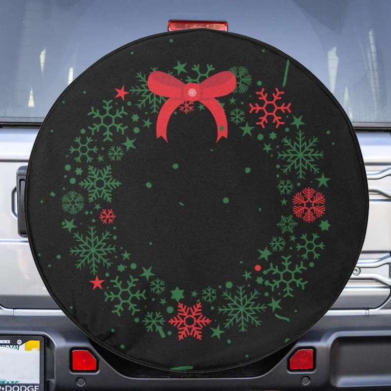 Classic Christmas Wreath - Spare Tire Cover for  Wrangler,  Liberty, 2021 Bronco, RV, Camper - Optional