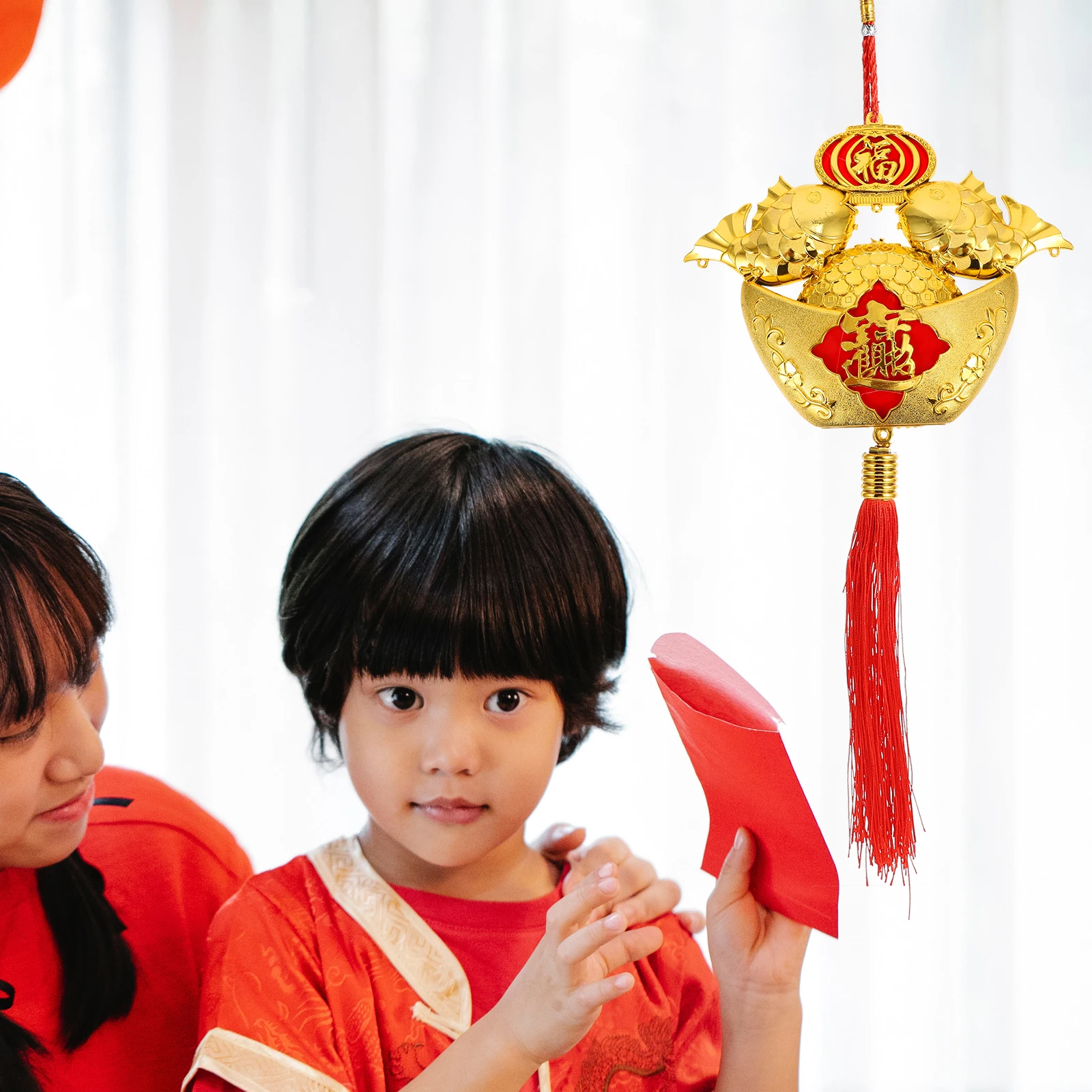 

1pc Ingot Goldfish Pendant Festive Diy Decoration Spring Festival Hanging Craft Plastic Unique Creative Multi-Function Exquisite