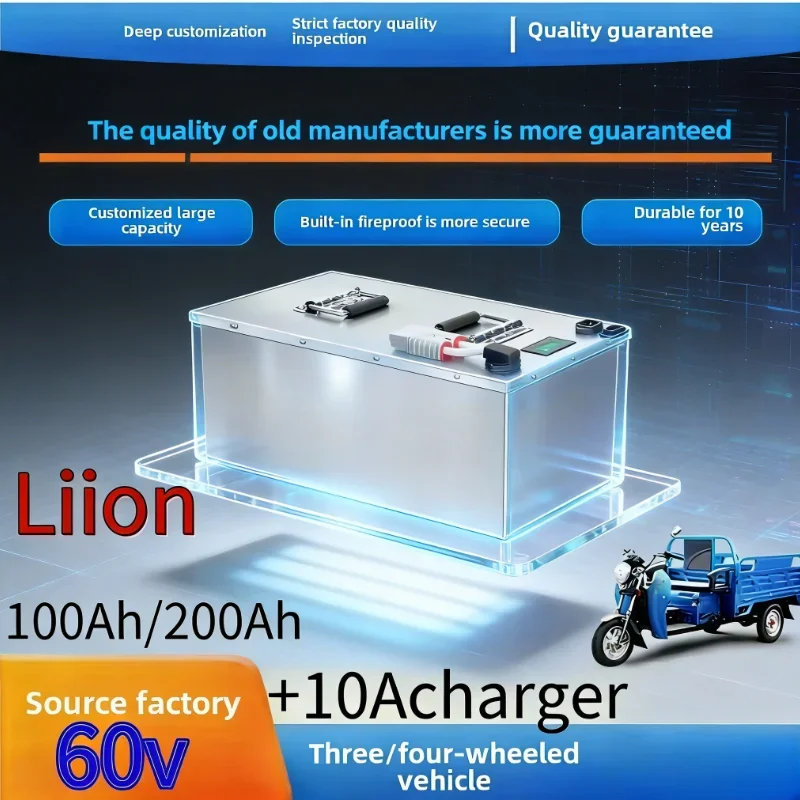Brand 60V Li-ion Power Titan (100Ah–200Ah) | Smart BMS + 10A Fast Charger Included – Game-Changer for EVs, Solar Systems