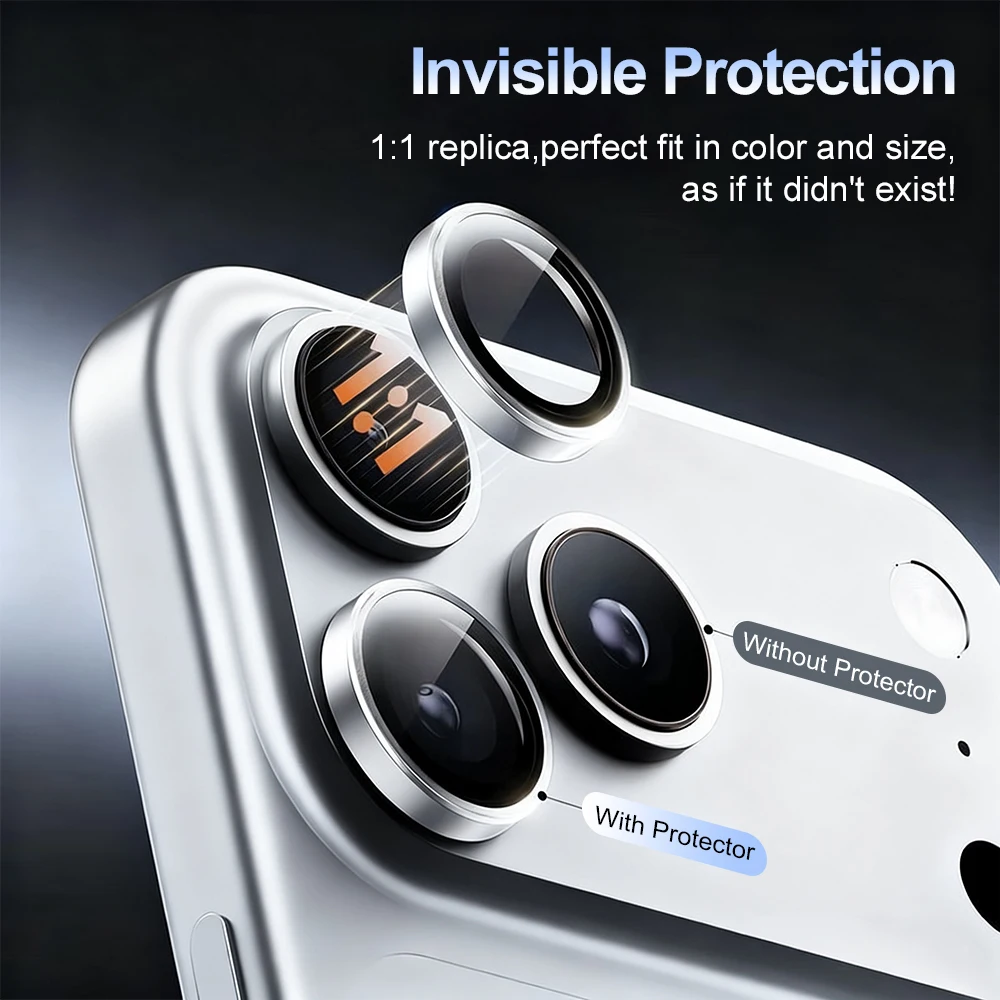 Protector de lente de cámara de Metal para iPhone 17 Pro Max 13 16 11 15 14 Plus 13 Mini Air 17promax 16promax película protectora de lente de cámara