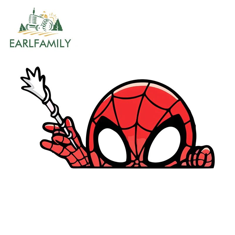 EARLFAMILY Spider Web Peeker Kawaii Car Sticker Cartoon Creativite Waterproof Vinyl Decal Waterproof Windows Decoration