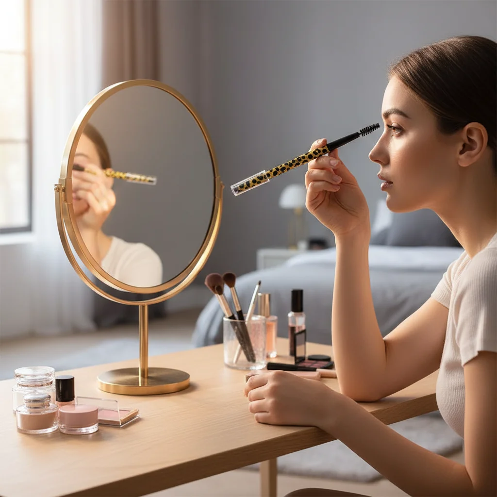 Leopard Print Double Head Eyebrow Pencil Waterproof Long Lasting Eye Brow Pen With Brush Smooth Easy To Color Makeup Cosmetics