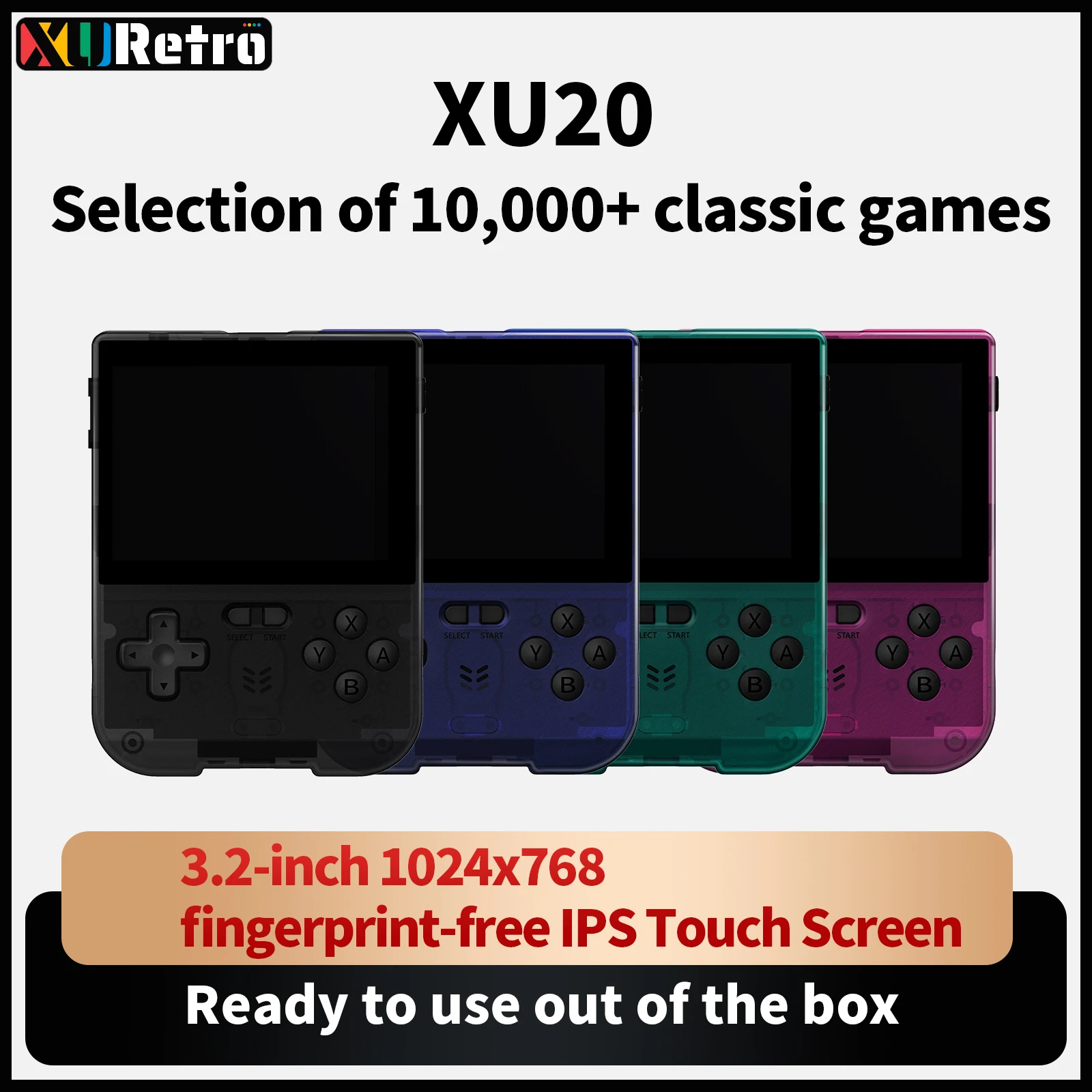 XU20 Handheld Game Console 3.2 Inch IPS Touch Screen Android Portable Retro Video Games
