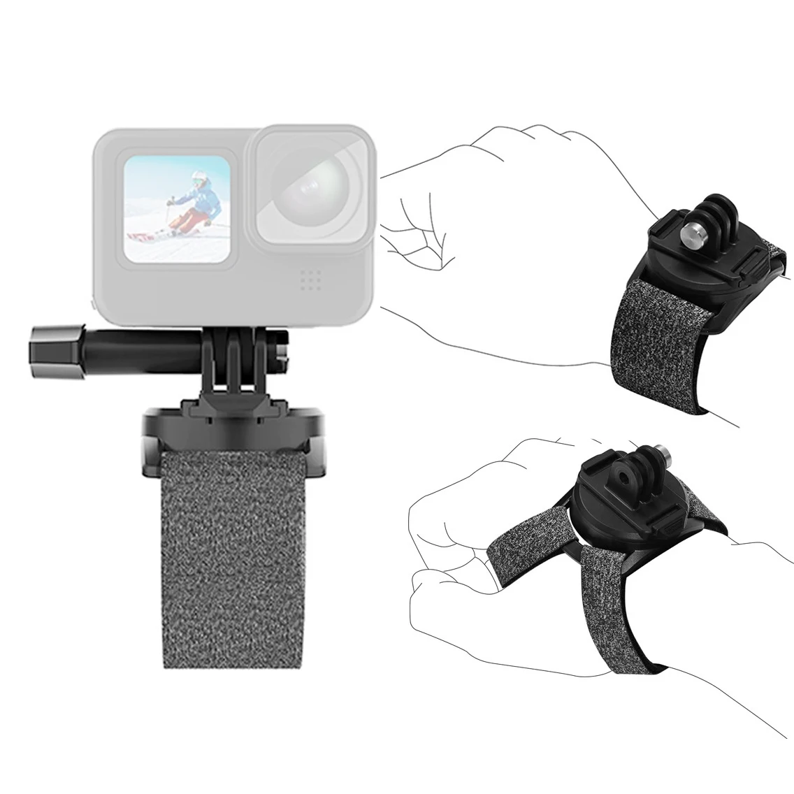 

TELESIN 360° Rotatable Wrist Strap Adjustable Palm Mount for GoPro Hero 12 11 10 9 8 7 6 5/Insta360/DJI Osmo Action Cameras​