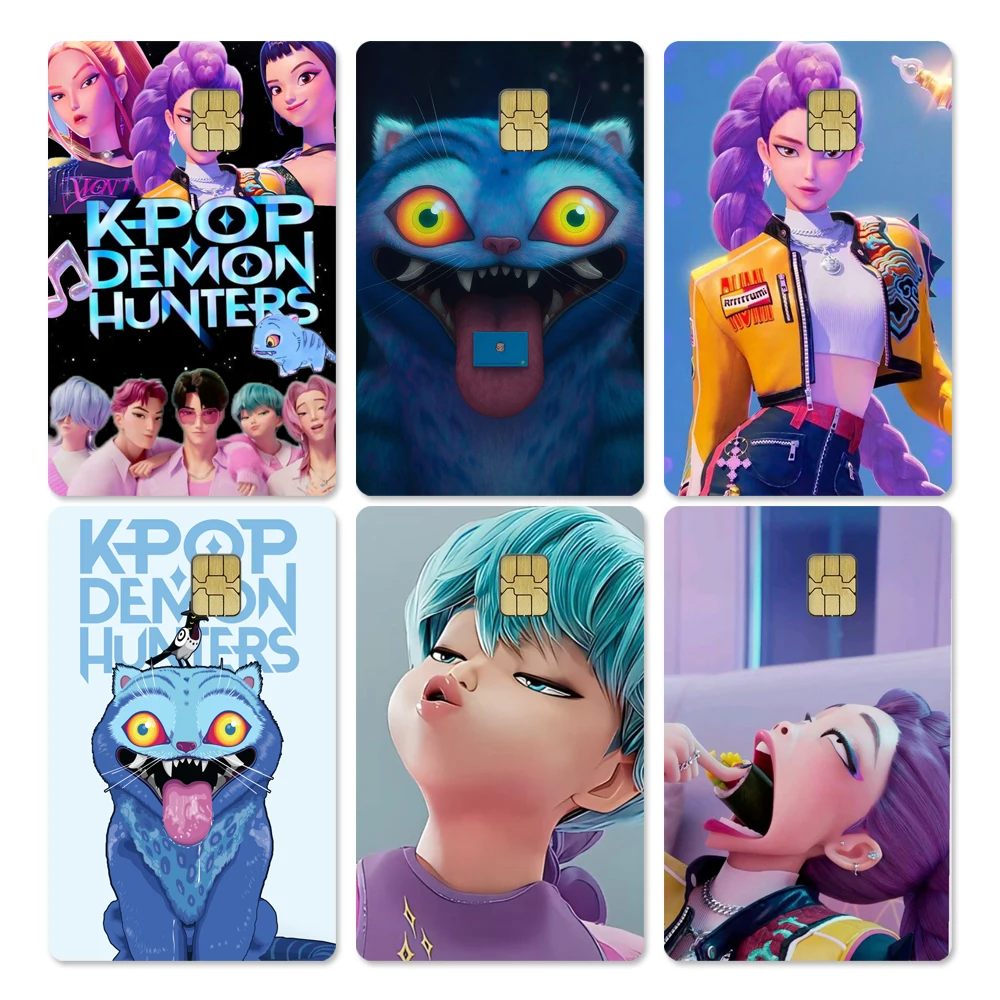 Anime Kpop Demon Hunters Waterproof Credit Card Skin Stickers Huntrix Saja Boys Bank Card Transportation Card Sticker Decoration