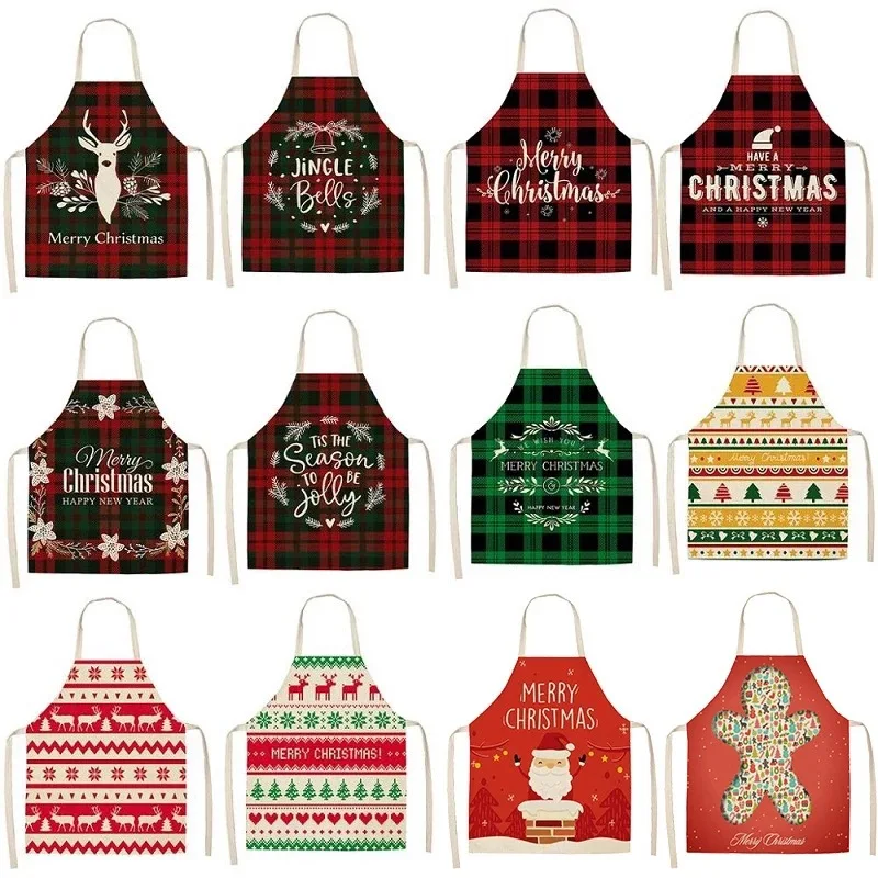 Anti-oil and anti-stain Christmas apron linen  cleaning tools kitchen restaurant home decoration supplies