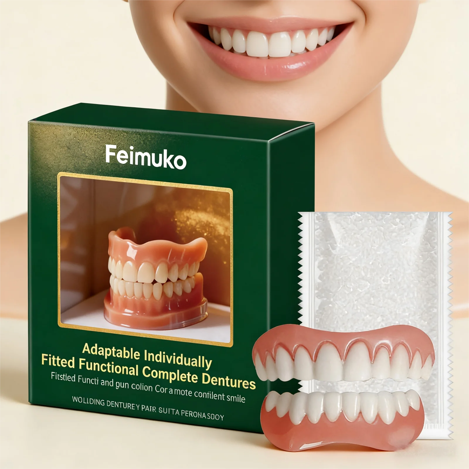 

False Teeth Silicone Upper Lower Veneers Denture Sets Natural Beautiful Look Functional Complete Dentures Fake Tooth Oral Care