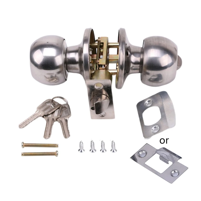 LXAF Rotation Round Door Knob Handle Stainless Steel Entrance Passage Lock With Kep S