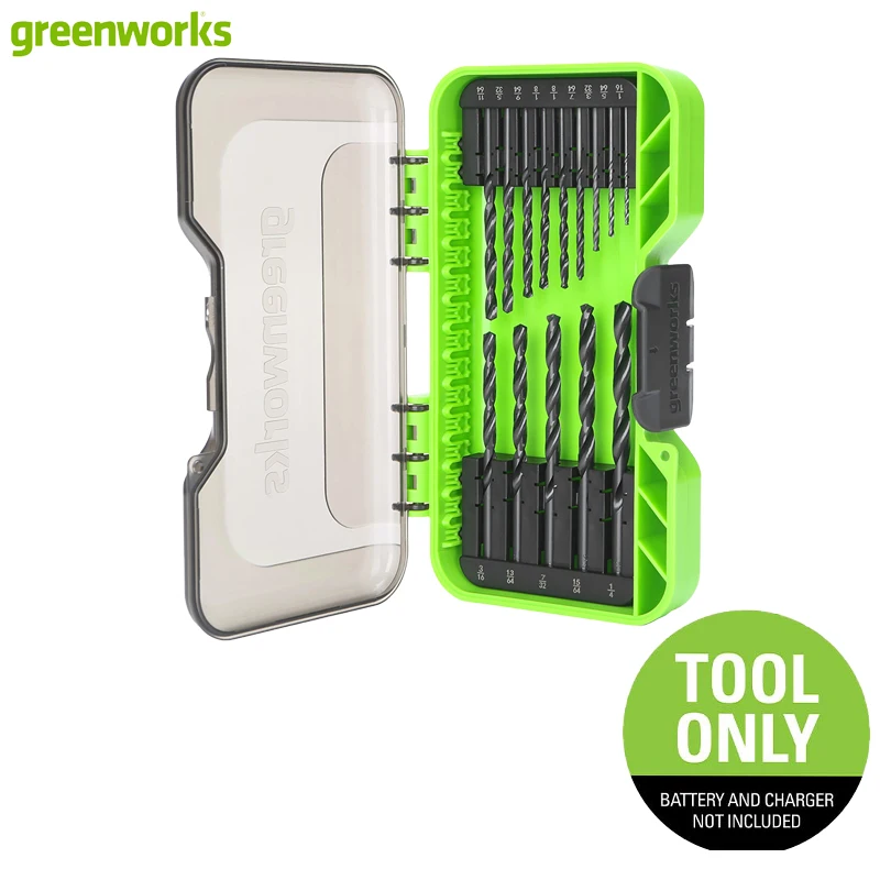 Greenworks 14 Pcs Black Oxide Drilling Bit Set 135 Degree Split Point Black Oxide Coated For Plastic Wood and Metal DrillBitCoat
