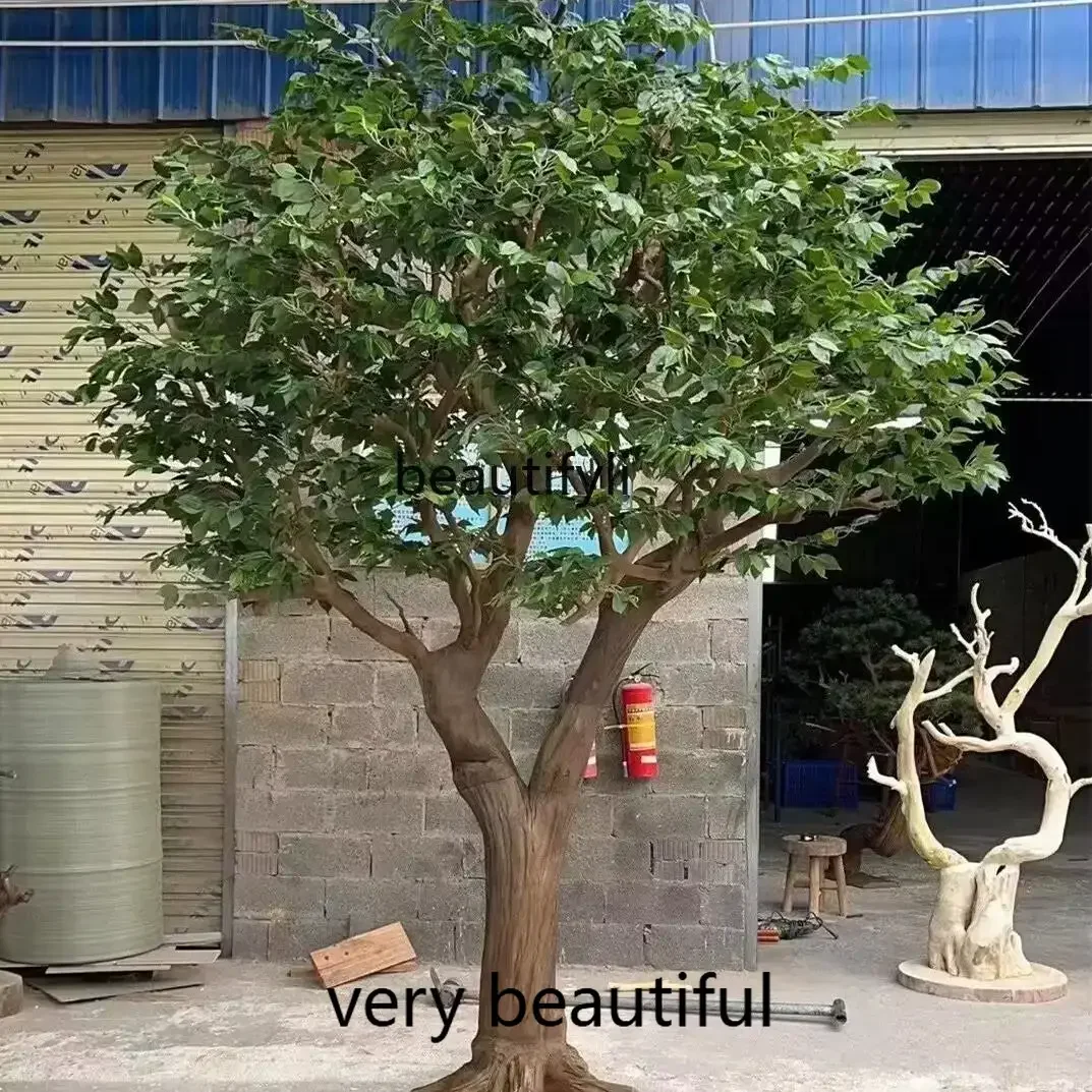 

F132 Simulation large wood carving fake tree decoration hotel shopping mall landscaping floor ornament