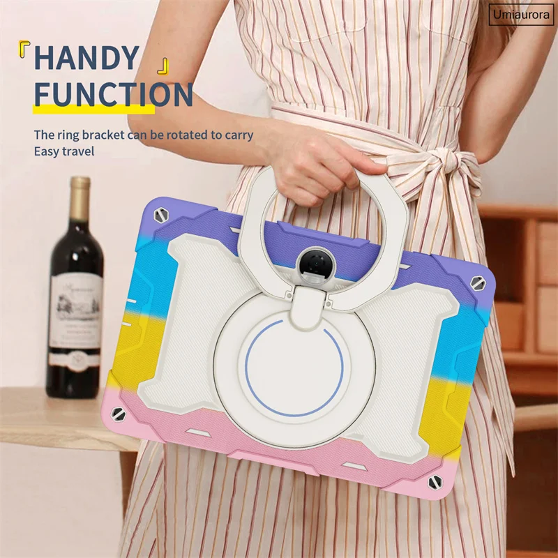 Imagem -05 - Silicone Tablet Case para Honor Pad pc à Prova de Choque Pull Ring Stand Armadura Capa 12 Hey-w09 Hey2-w09 x8 10.1 x9 11.5 Eln-w09