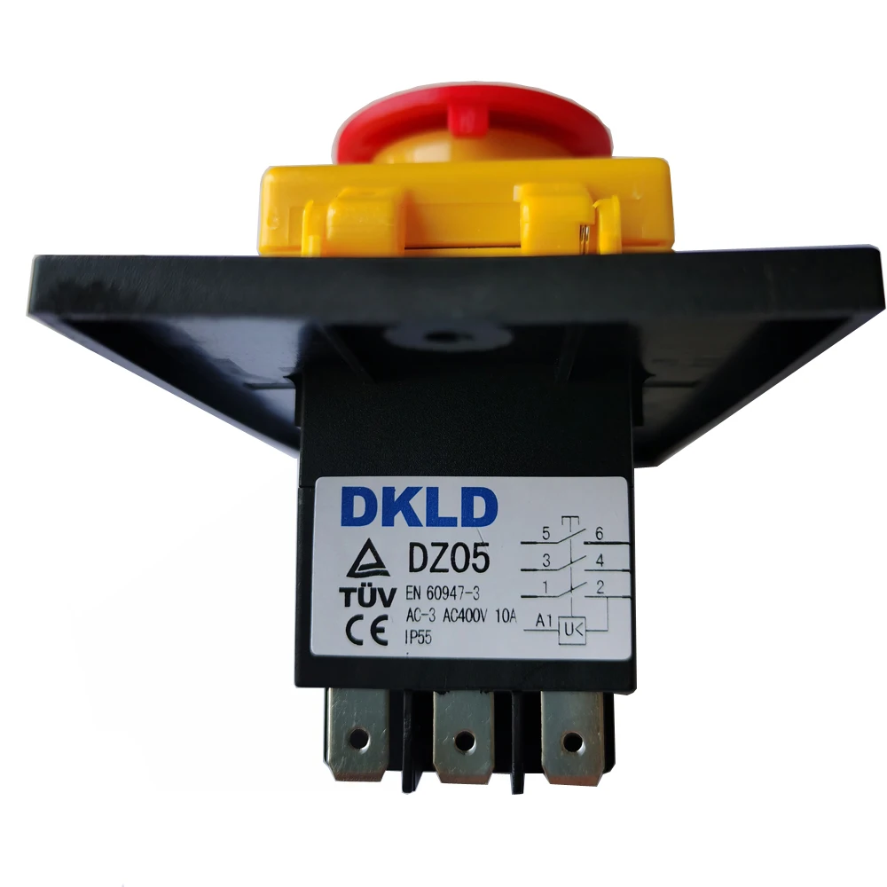 DKLD DZ05 Impermeabile Elettromagnetica Interruttori A Pulsante A Tre Fasi 400V 10A 7 Spilli Interruttore Magnetico con Arresto Di Emergenza Della Copertura