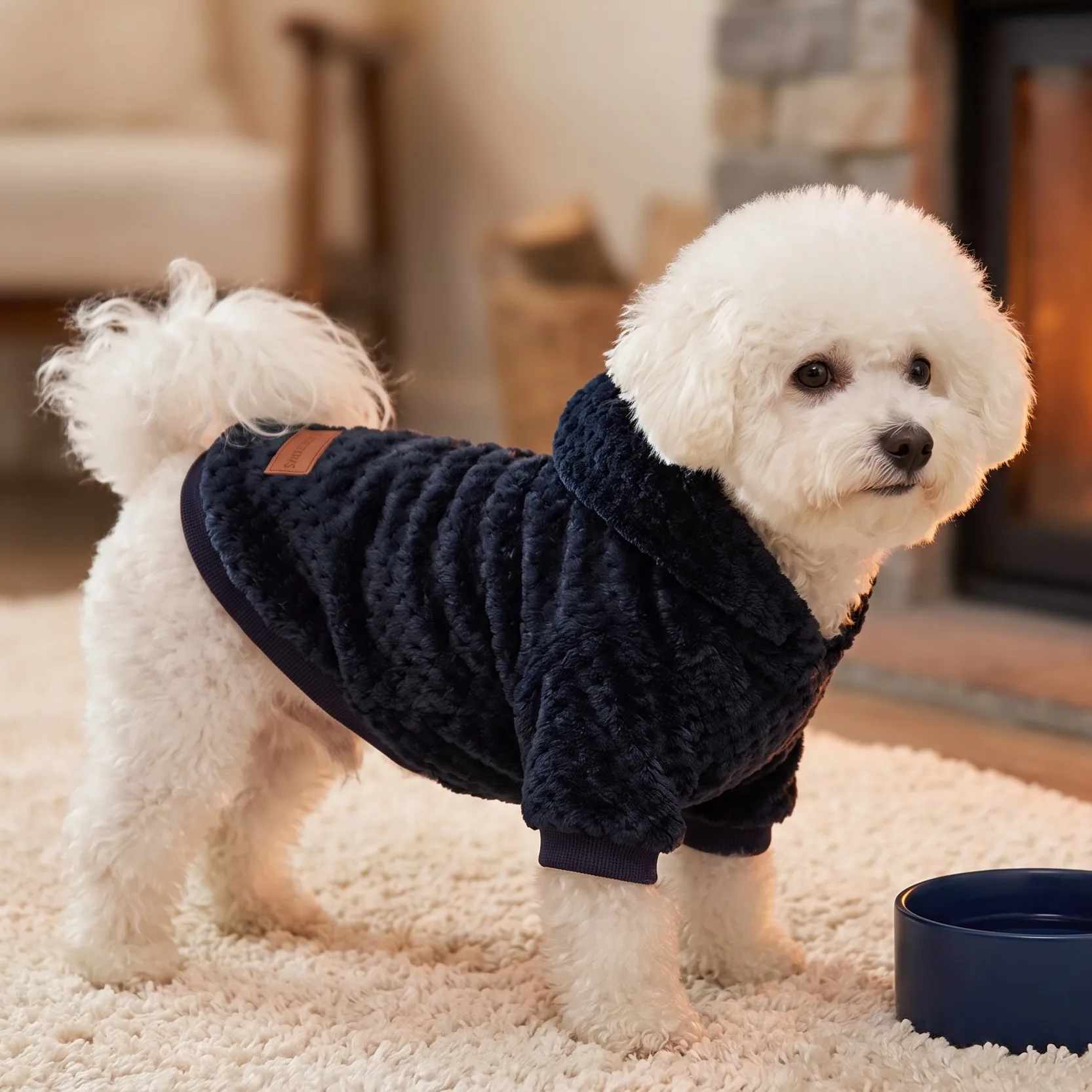 Weicher Polarfleece-Haustiermantel mit Kapuze, warmes Karodesign, ideal für kleine und mittelgroße Hunde, Katzen, Welpen, für den täglichen Gebrauch im Herbst und Winter. – Detail 1