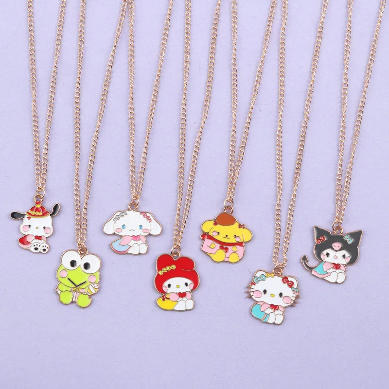 New Sanrio Sweater Chain Cartoon Figure Kawaii My Melody Kuromi Collars Alloy Pendant Necklace Girls Decoration Christmas Gifts