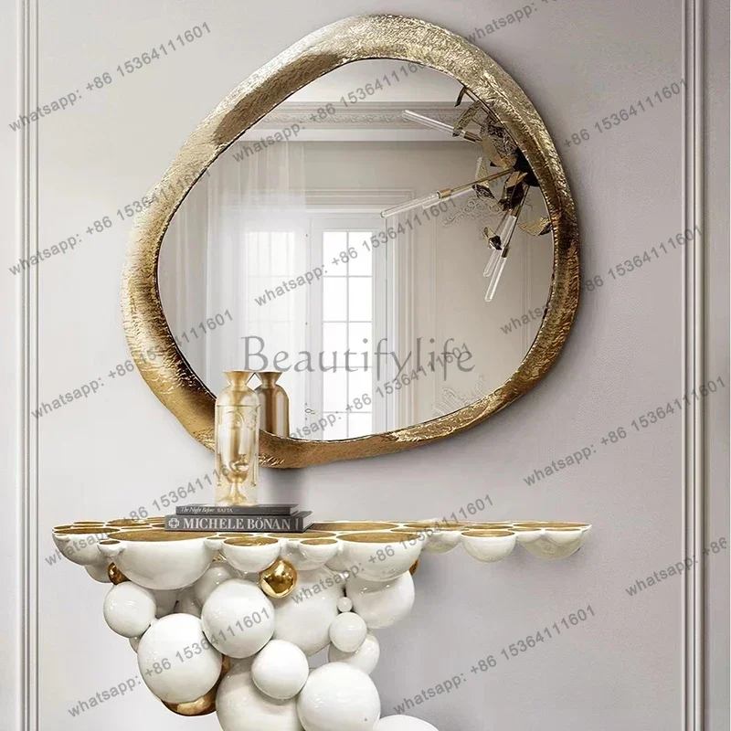 Vintage Mirror Large Wall Mirrors Accessories Aesthetic Led Makeup Shower Room Decor Full Body Golden Standing Floor Dressing