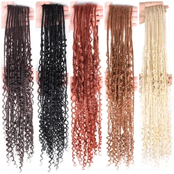 Extensiones de cabello con rastas sintéticas de 24 pulgadas Estilo hippie Extensiones con rastas onduladas boho Extensiones con rastas Rastas sintéticas con extremos rizados