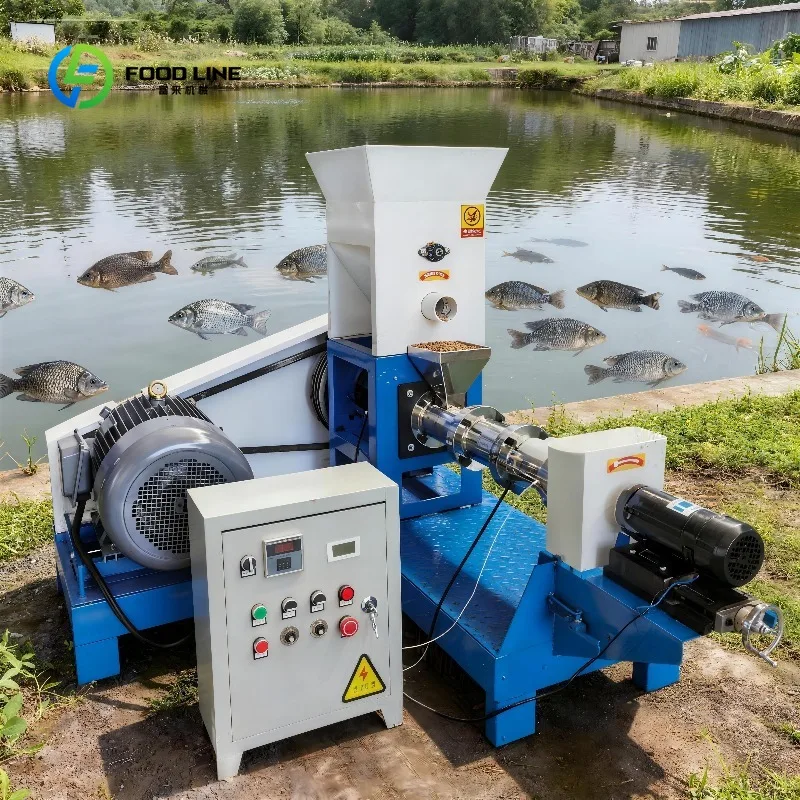 Customized Fish Feed Pet Dog Food Granulation Machine 180~200kg/Hr Floating Fish Feed Extruder Machine