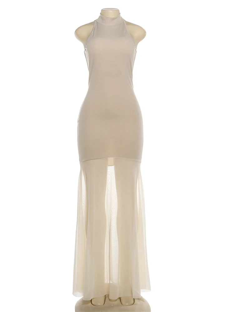 Weird Puss Лоскутное платье-майка с мешом подол Женское элегантное классическое эластичное облегающее клубное платье с круглым вырезом для дня рождения, облегающее платье без рукавов