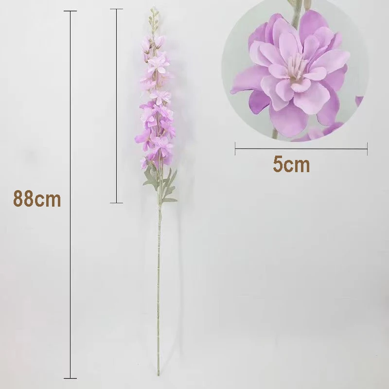 Fleurs artificielles pour la décoration de la maison, 2 fourches, flocage, delphinium, branche, mariage, hôtel, 1 pièce