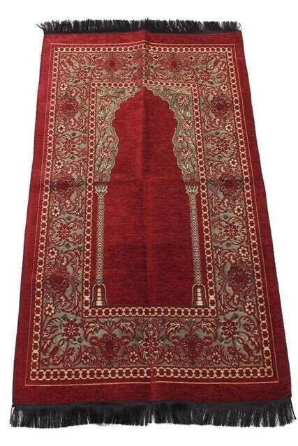 Mihrab Thick Chenille Prayer Rug Claret Red Muslim Islam Sheet Prayer Mat Holy Quraan Islamic Mats