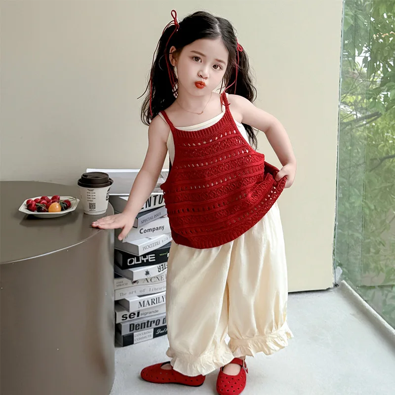 

Girls Knitted Suspender Set 2026 Summer New Two-piece Set