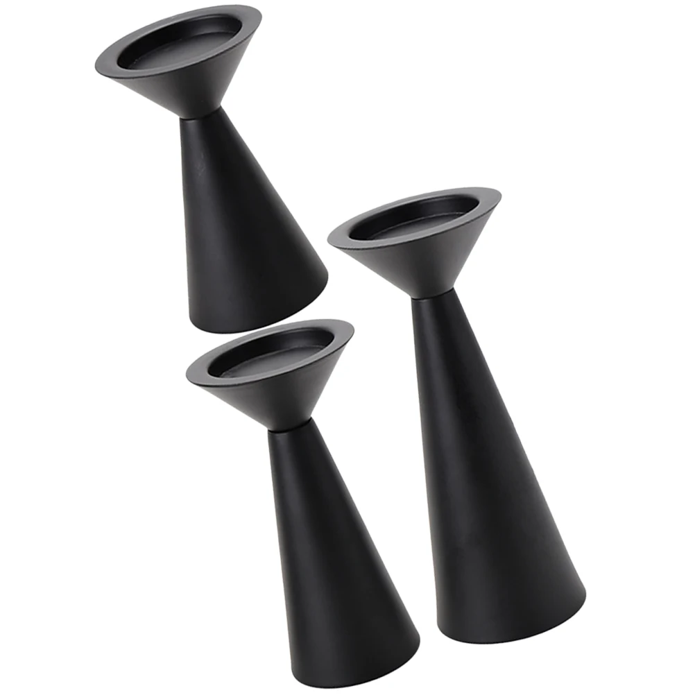 

3pcs European Style Holder Desktop Vintage Candlestick Pillar Iron Stand Decorative Metal Taper For Wedding Party Home