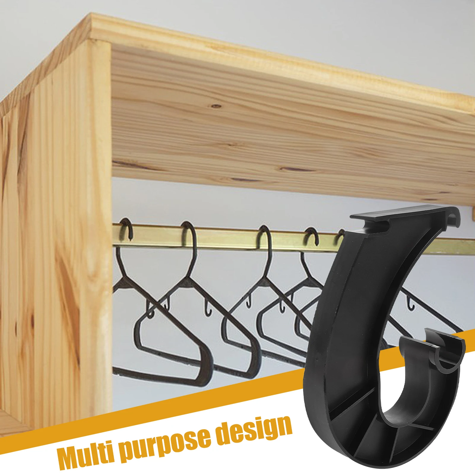 

Hanging 3/4 Inch Wire Shelf Holder J-Shaped Hanger Sturdy No Drilling Needed Kitchen Bathroom Bedroom Organizer Accessory Closet
